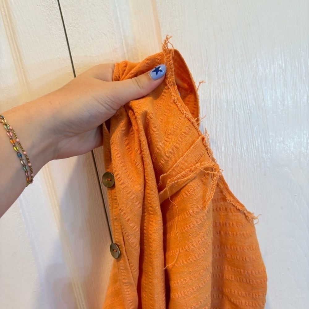 Vintage Handmade Orange Button Up Vest - Size Large - Picture 5 of 5